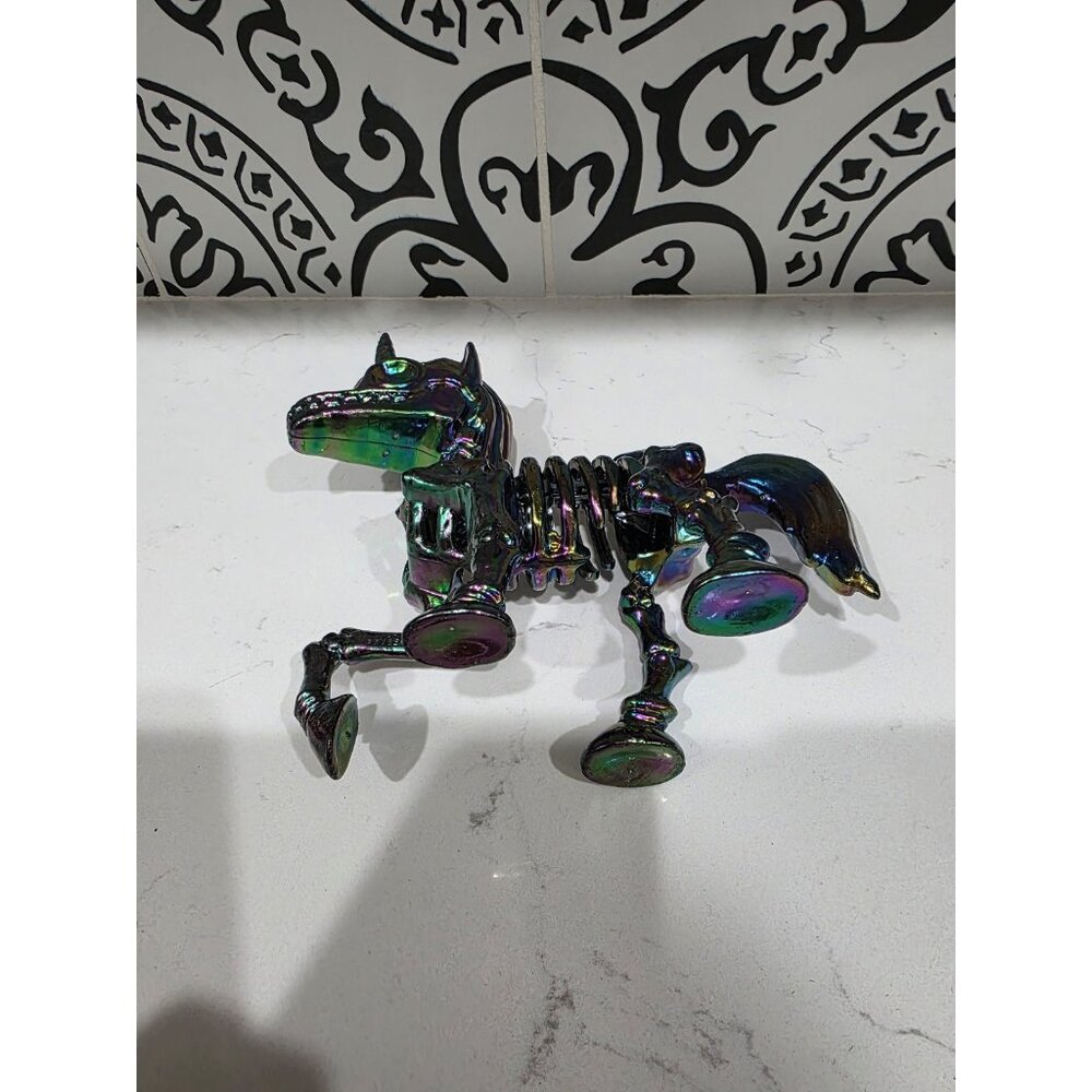 Iridescent Unicorn Skeleton Halloween Decoration statue figurine plastic 7” - Picture 4 of 5